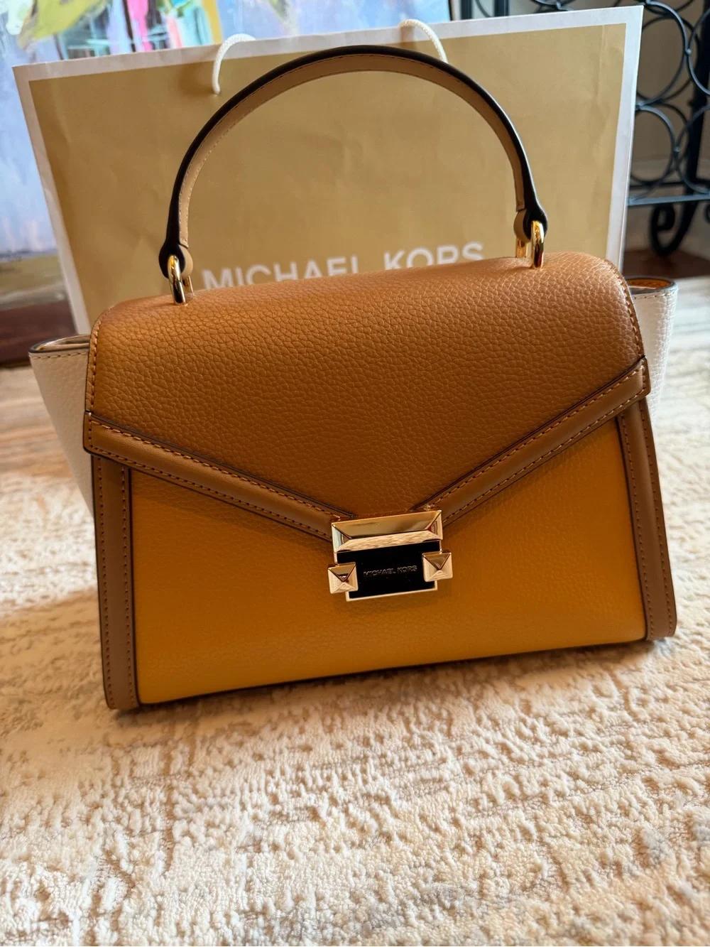 Michael Kors Whitney Medium Flap Top Handle Crossbody Bag+ Matching Wallet